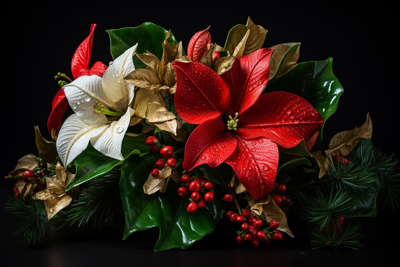 Swamphox Red and poinsettias with holiday lights with extra lar bdf8fff4 76e8 489a 9553 b1096bae5df7